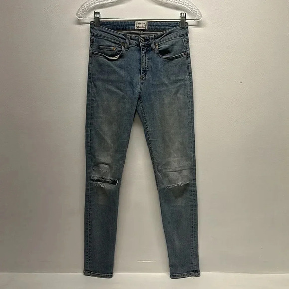 Acne Studios Skin 5 Vintage Mid Rise Denim Blue Jeans Light Wash Size 25 x 32 - Picture 1 of 13